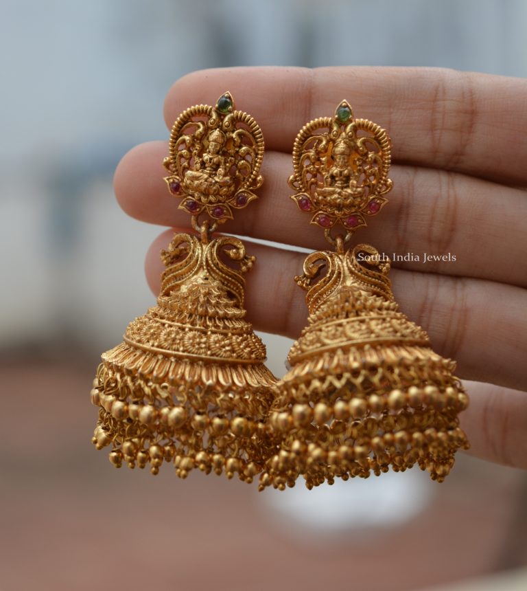 Elegant Imitation Lakshmi Design Jhumka South India Jewels