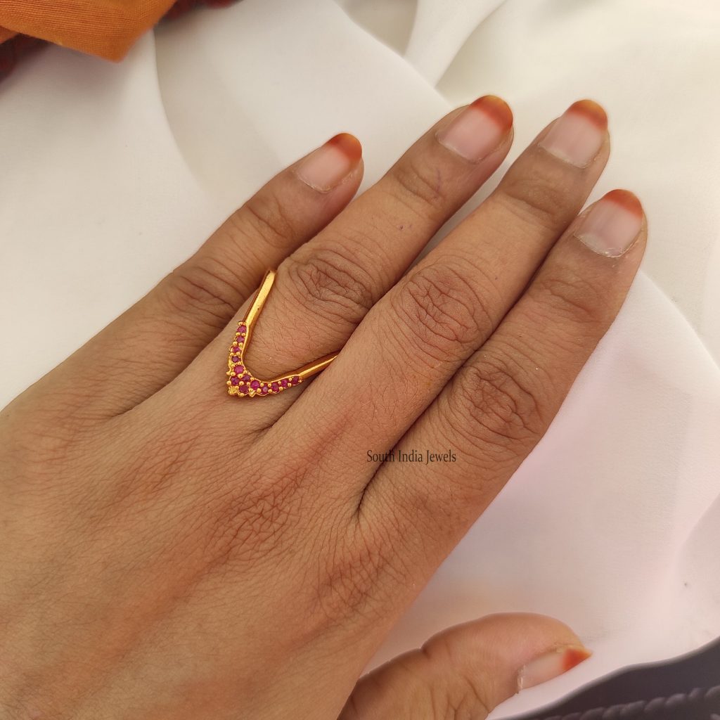 Simple Neli Mothiram Ruby Finger Ring South India Jewels