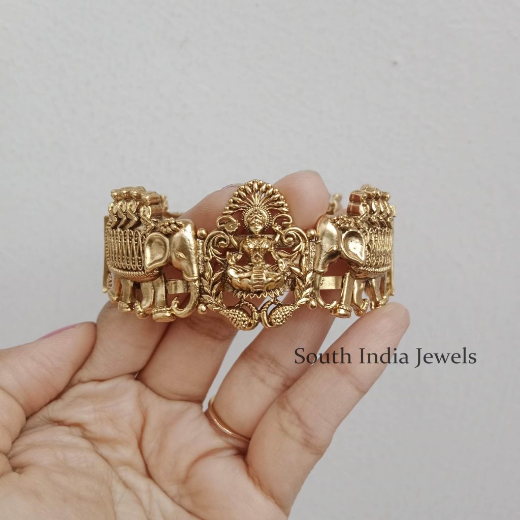 Traditional Goddess Lakshmi And Elephant Bangles South India Jewels