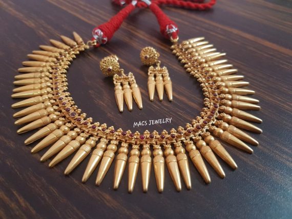 Gold Plated Spike Necklace Set