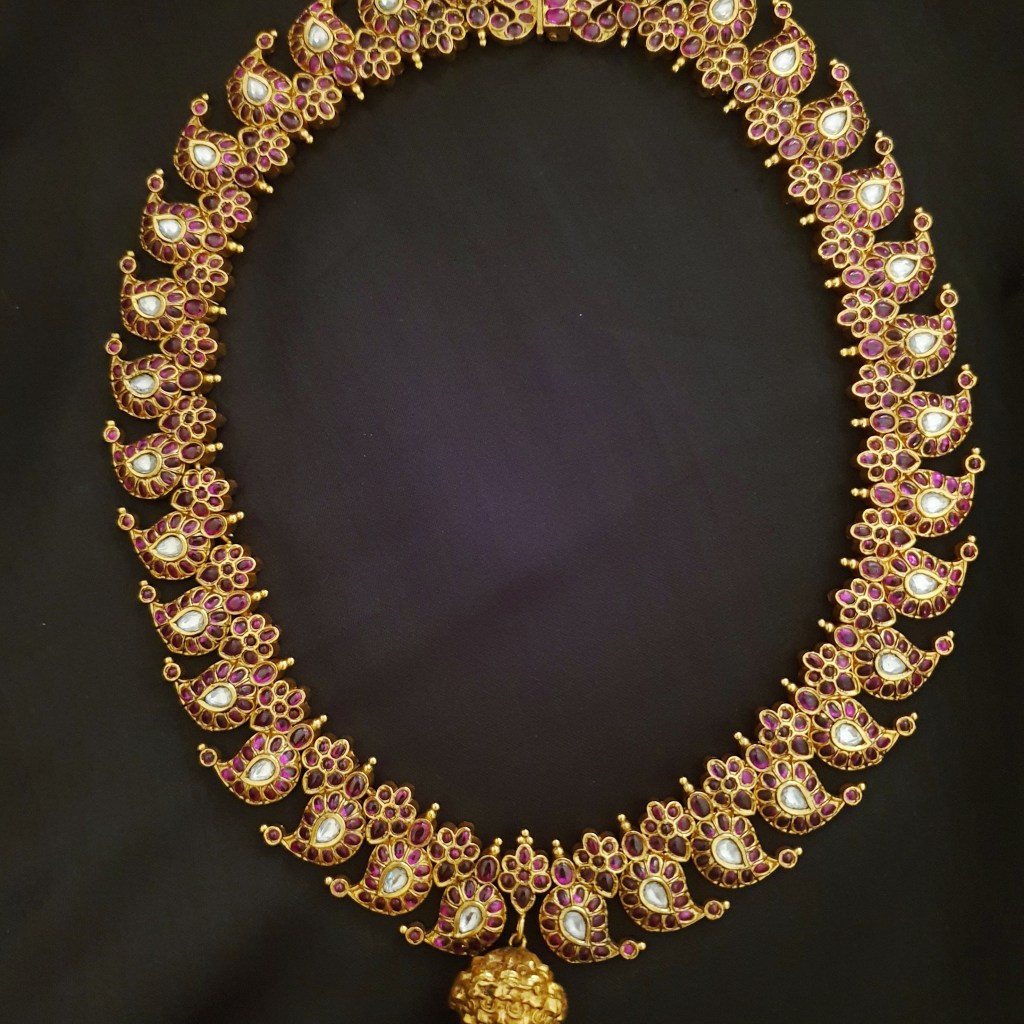 Traditional Kemp Mango Necklace - South India Jewels