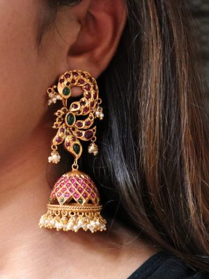 Long Statement Peacock Jhumkas