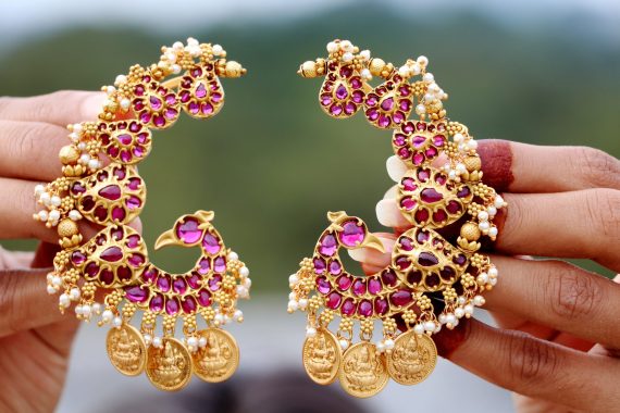 Alluring Peacock Designer Ear Cuff Earrings-03