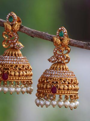 Light Weight One Gram Gold Jhumkas-01