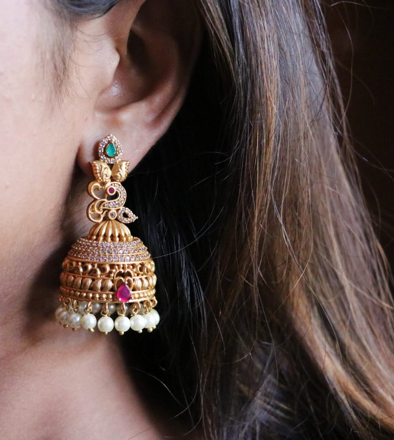 Light Weight One Gram Gold Jhumkas - South India Jewels