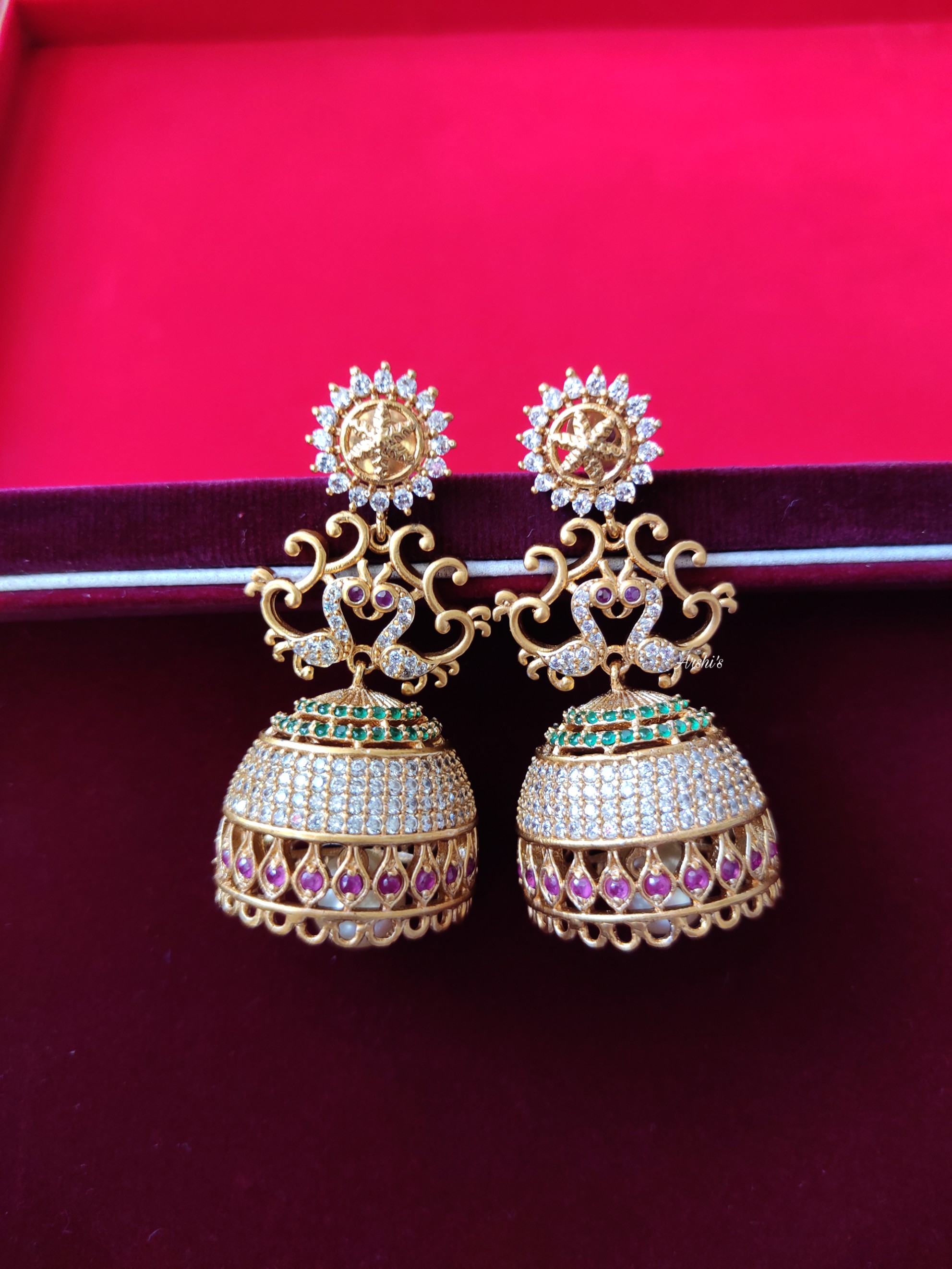 AD Stone Jhumka - South India Jewels