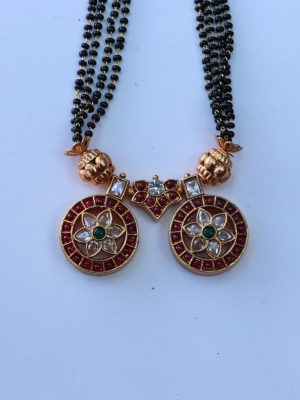 One Gram Gold Black Bead Mangalsuthra - 02