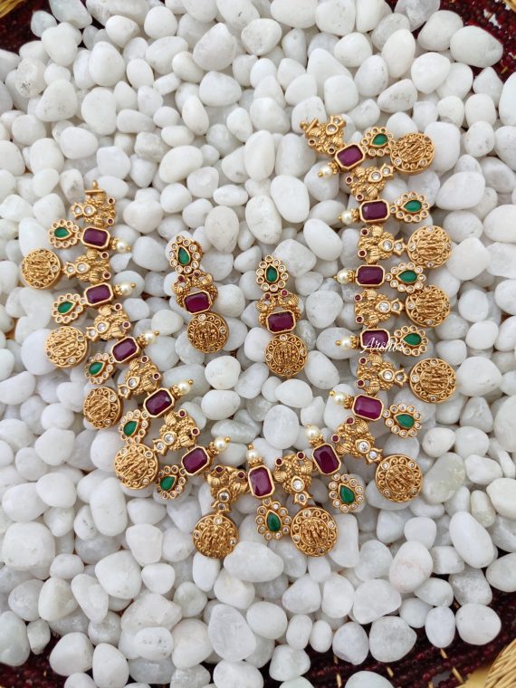 Rami Parivar Necklace With Ruby & Green Stones - 01