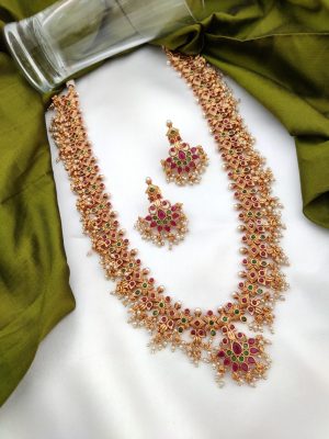 Long Guttapusalu Necklace With Matching Earrings-01