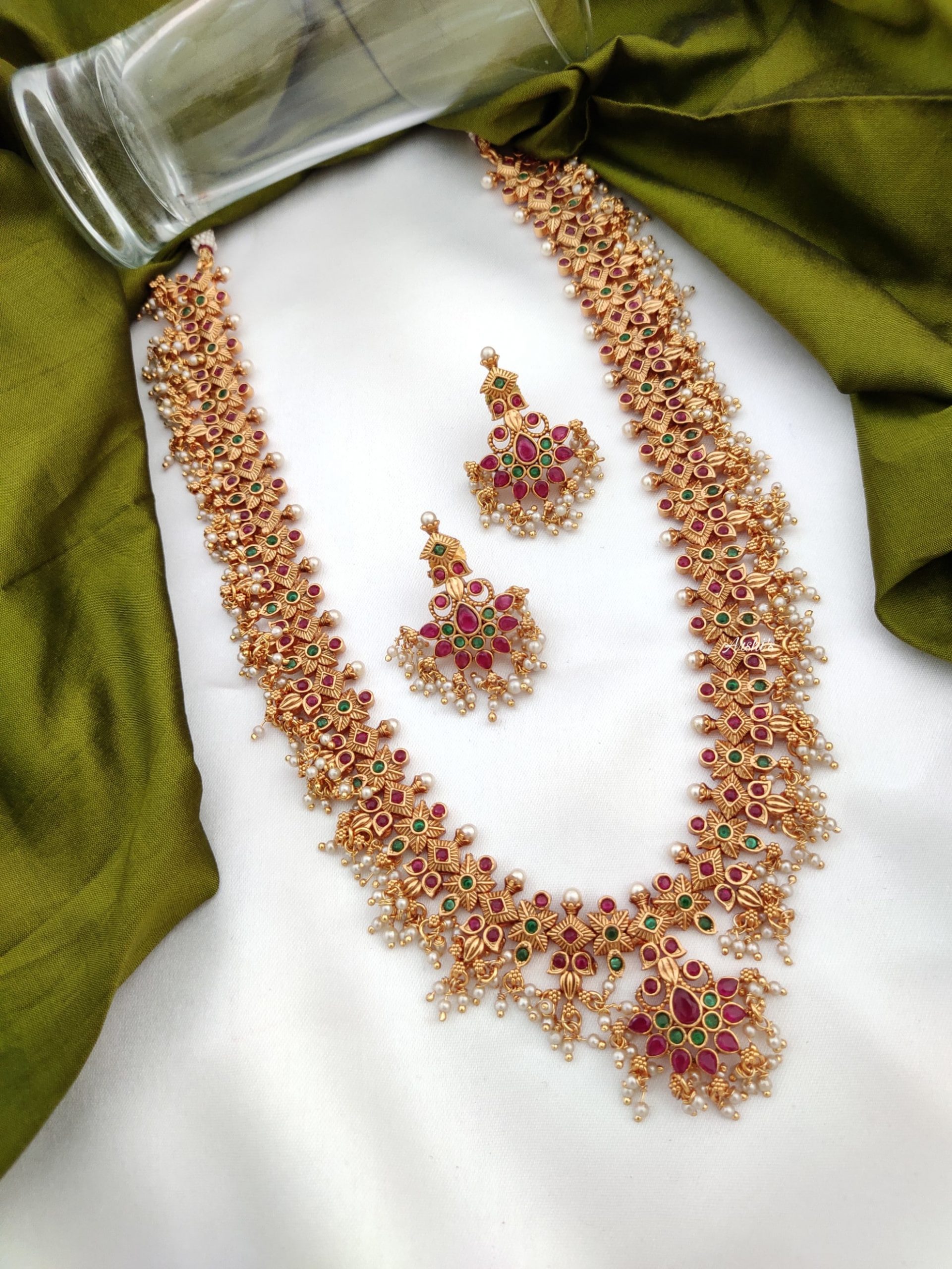 Temple Choker Necklace  Earrings Set