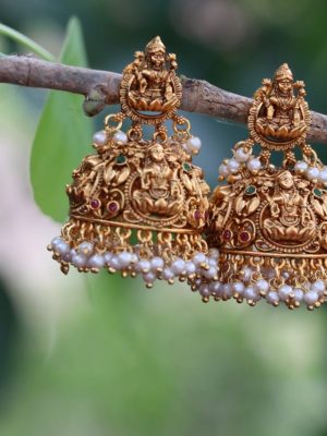 Pearl Cluster Lakshmi Jhumkas-01