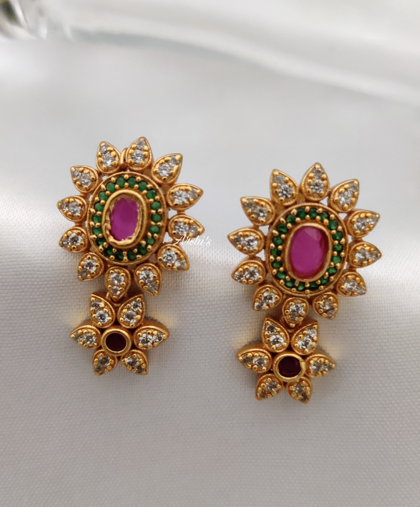 Simple Matt AD Necklace Set - South India Jewels
