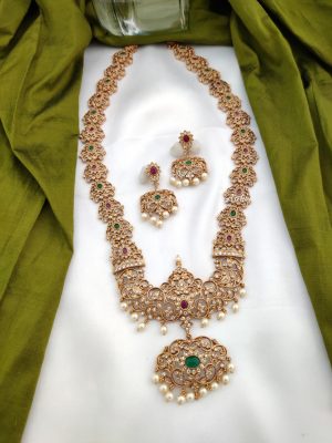 Heavy Ruby and Green Stone White Pearl Haram