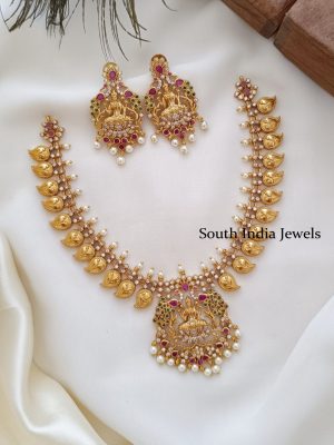 AD Stone Grand Lakshmi Mango Necklace