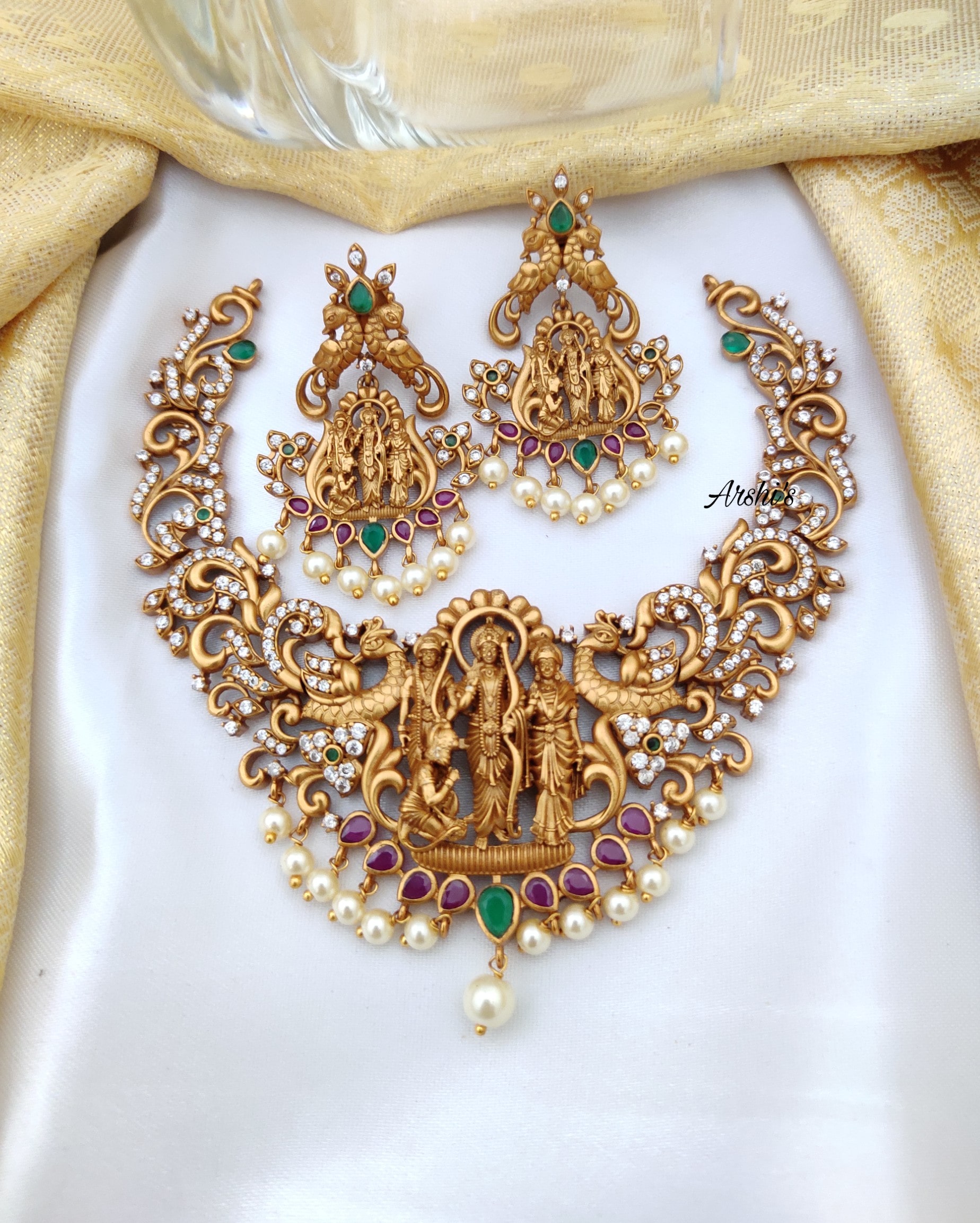 Gorgeous Matte Finish Ram Parivar Necklace-01