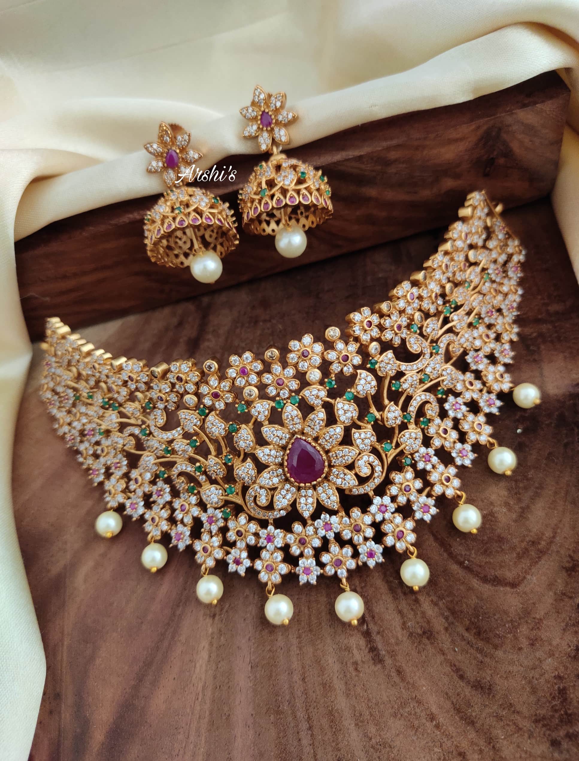 Kundan With Stone Pearls Choker Necklace Set, Jewellery, Necklace Free  Delivery India.