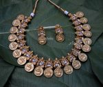 AD Stone Ganesha with Lakshmi Coin Necklace-03
