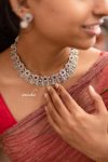 Gorgeous Silver Finish Lakshmi Coin Necklace-03