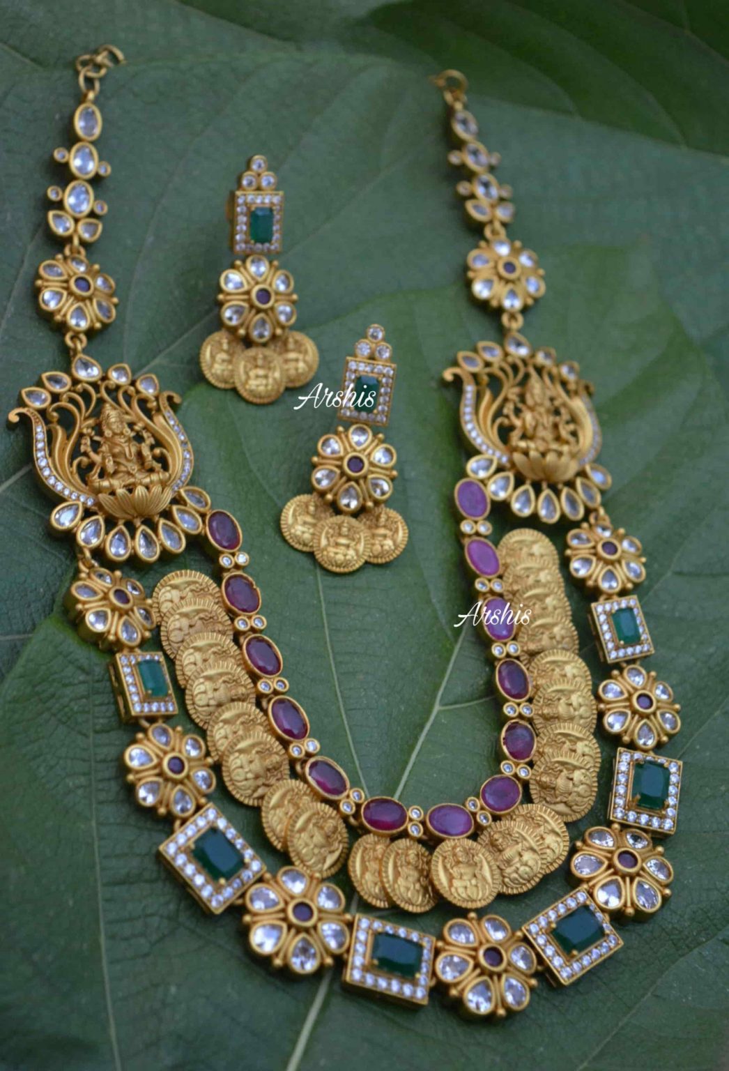 Multilayer Antique Necklace With Side Locket - South India Jewels