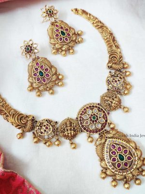 AD Matte Flower Design Short Necklace (3)