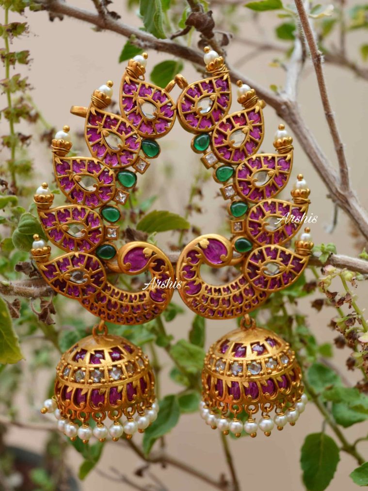 Adorable Real Kemp Ruby & Green Stone Ear Cuffs-01