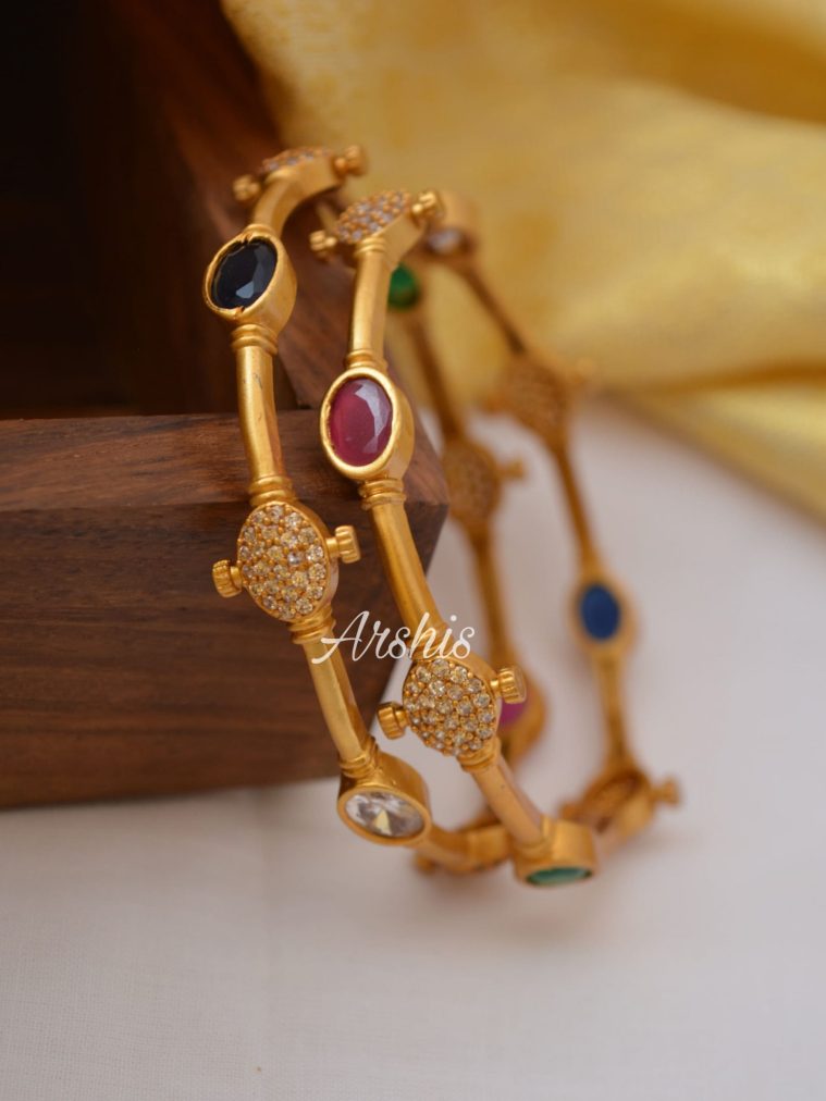 Classy Matte Navarathna Bangles-01