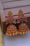 Designer Matte Finish Gold Bead Drops Jhumkas-02