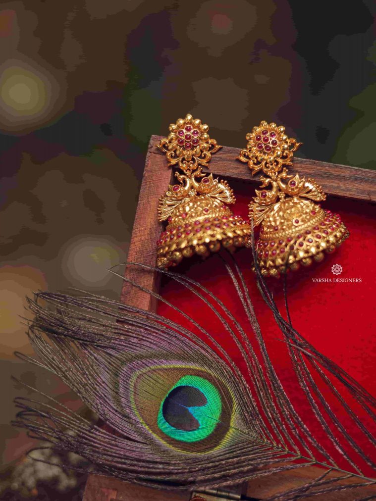 Designer Ruby Peacock Jhumkas-01