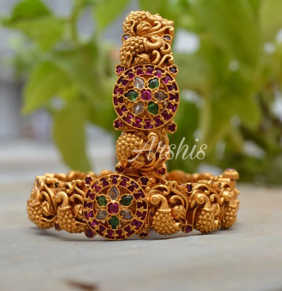 Handcrafted Temple Work Nagas Bangles-01