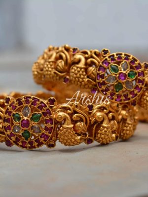 Handcrafted Temple Work Nagas Bangles-02
