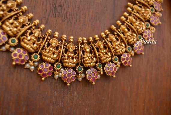 Imitation Goddess Lakshmi Flower Design Necklace-02