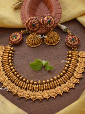 Lakshmi Coin with Side Mogapu Necklace-01