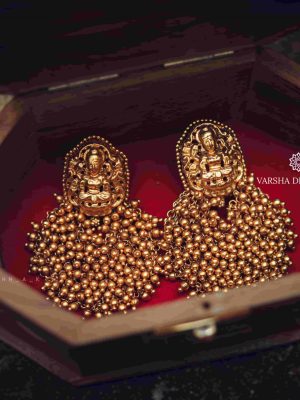 Matte Finish Temple Gungru Chandbali Earrings-02