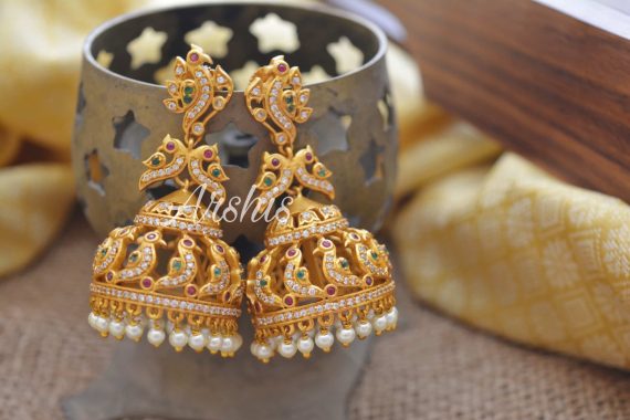 One Gram Gold Peacock Jhumka-01