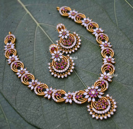 Sparkling Flower Design AD Stone Necklace-02