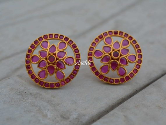 Traditional Royal Look Kemp and Green Ear Studs-01