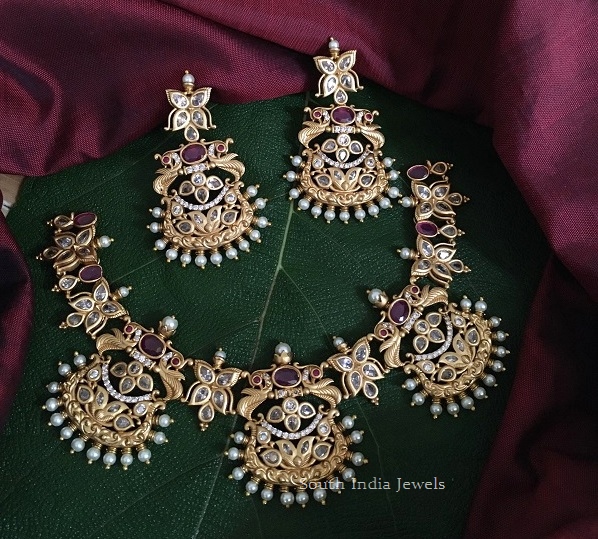 Exclusive Peacock Design Chandbali Necklace - South India Jewels