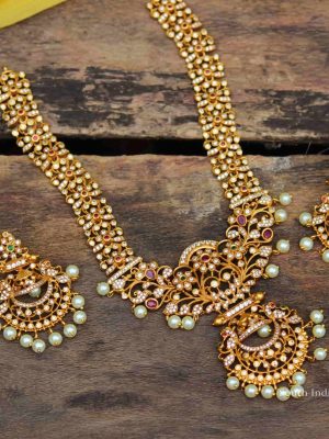 Matte Finish Chandbali Pearl Drop Necklace