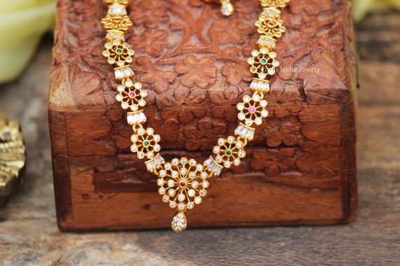 Stunning AD Stone Necklace with Earrings
