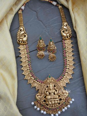 Lakshmi pendant Long Haram With Jhumkas