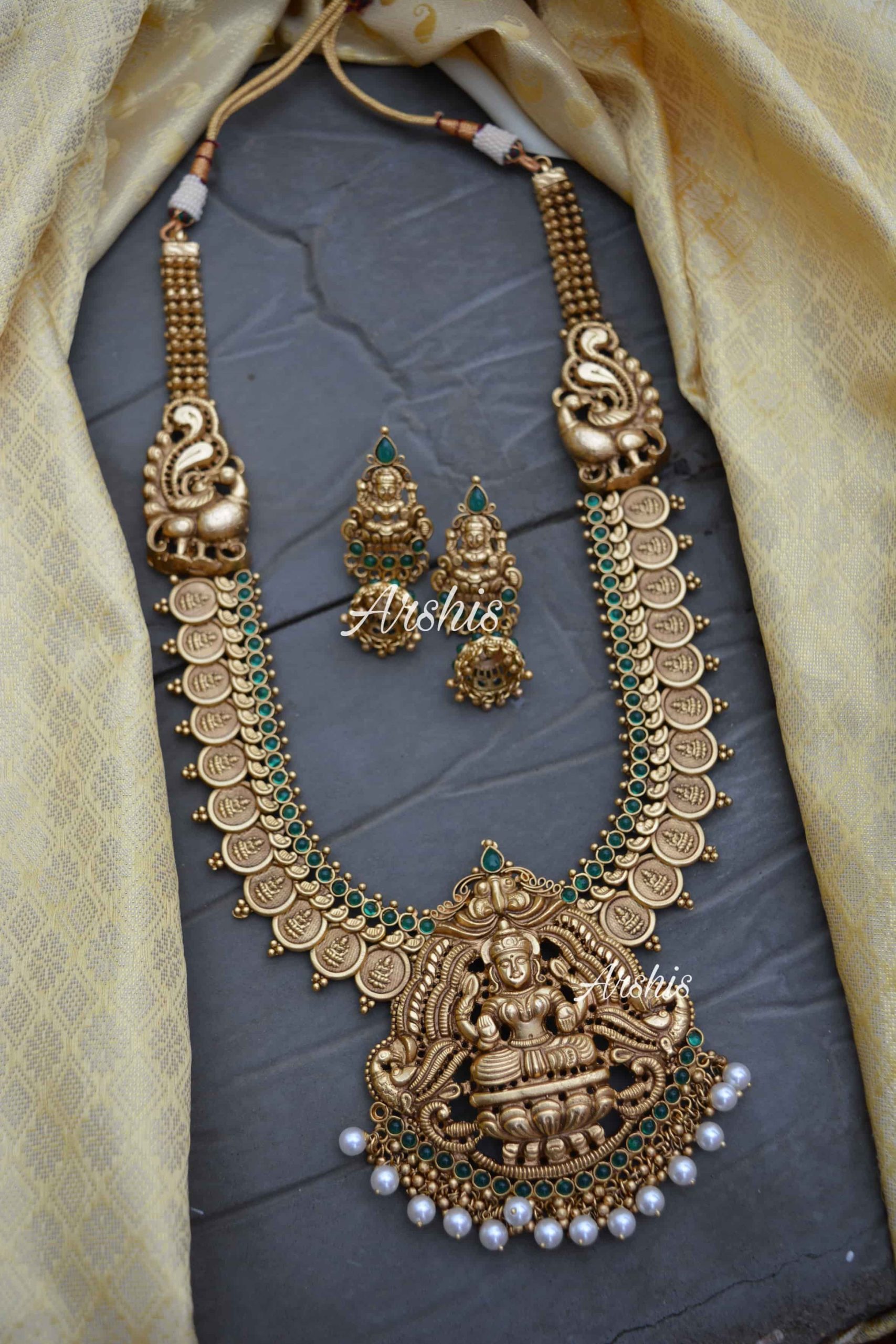Lakshmi pendant Long Haram - South India Jewels