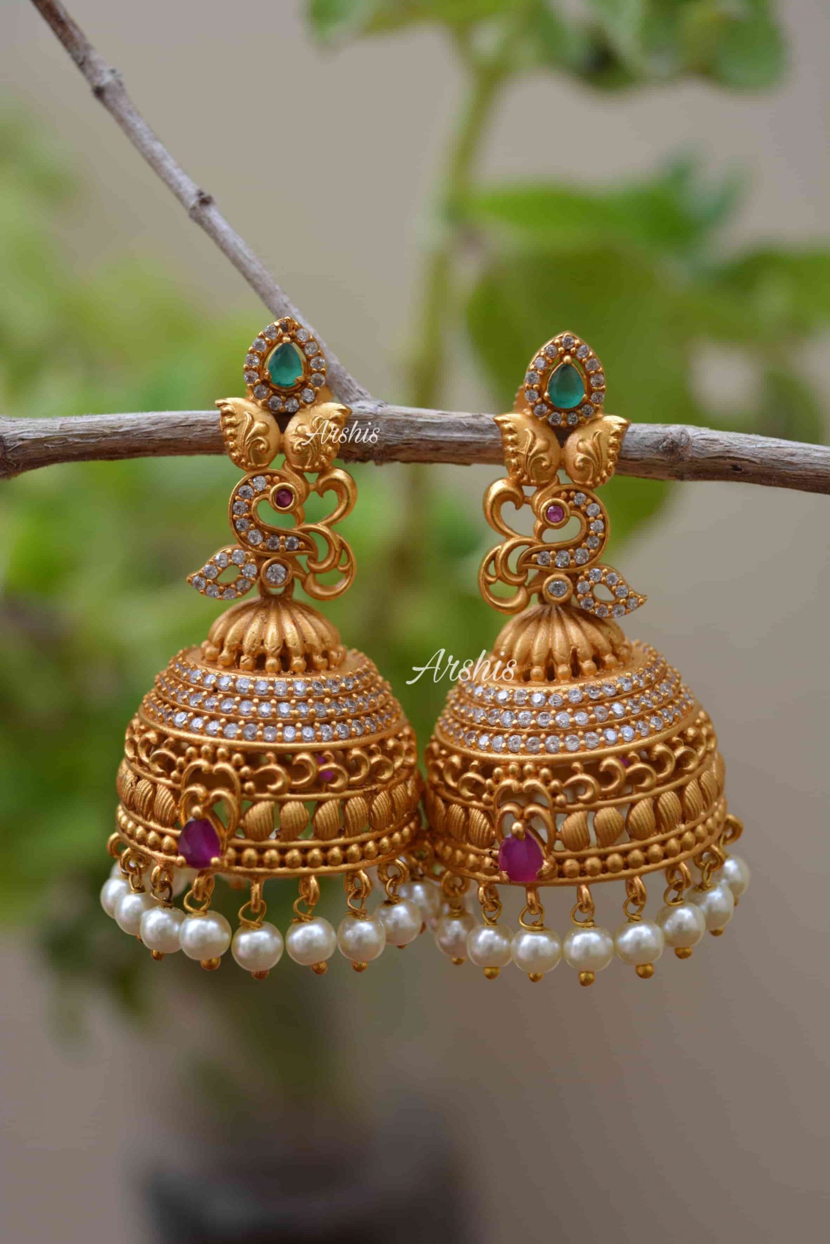 Buy Restocked Gold Plated Hanging Pearl Jhumkapolki Jhumkatrendy Online  in India  Etsy