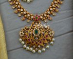 Matte Finish AD Stone Necklace With Jhumkas