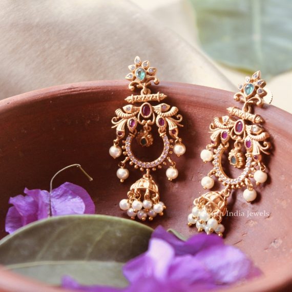 AD Stone Multi Color Chandbali Earrings