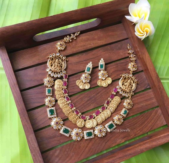 Alluring Two Layer Lakshmi Kasu Necklace-01