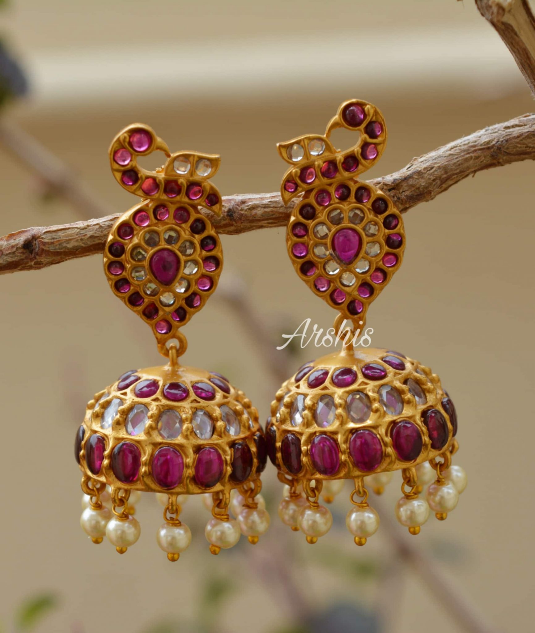 High Quality Exclusive Peacock Jhumka - South India Jewels