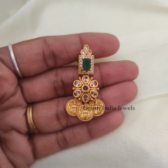 Premium Quality Lakshmi Coin Emerald Two Layer Necklace