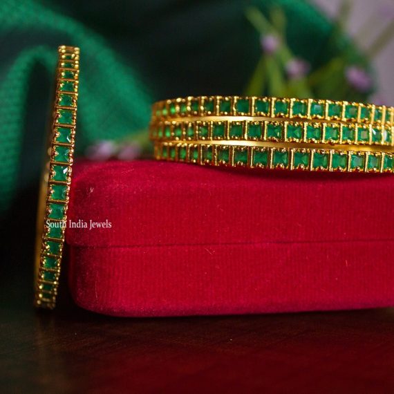 Traditional Emerald Stone Four Set of Bangles-01