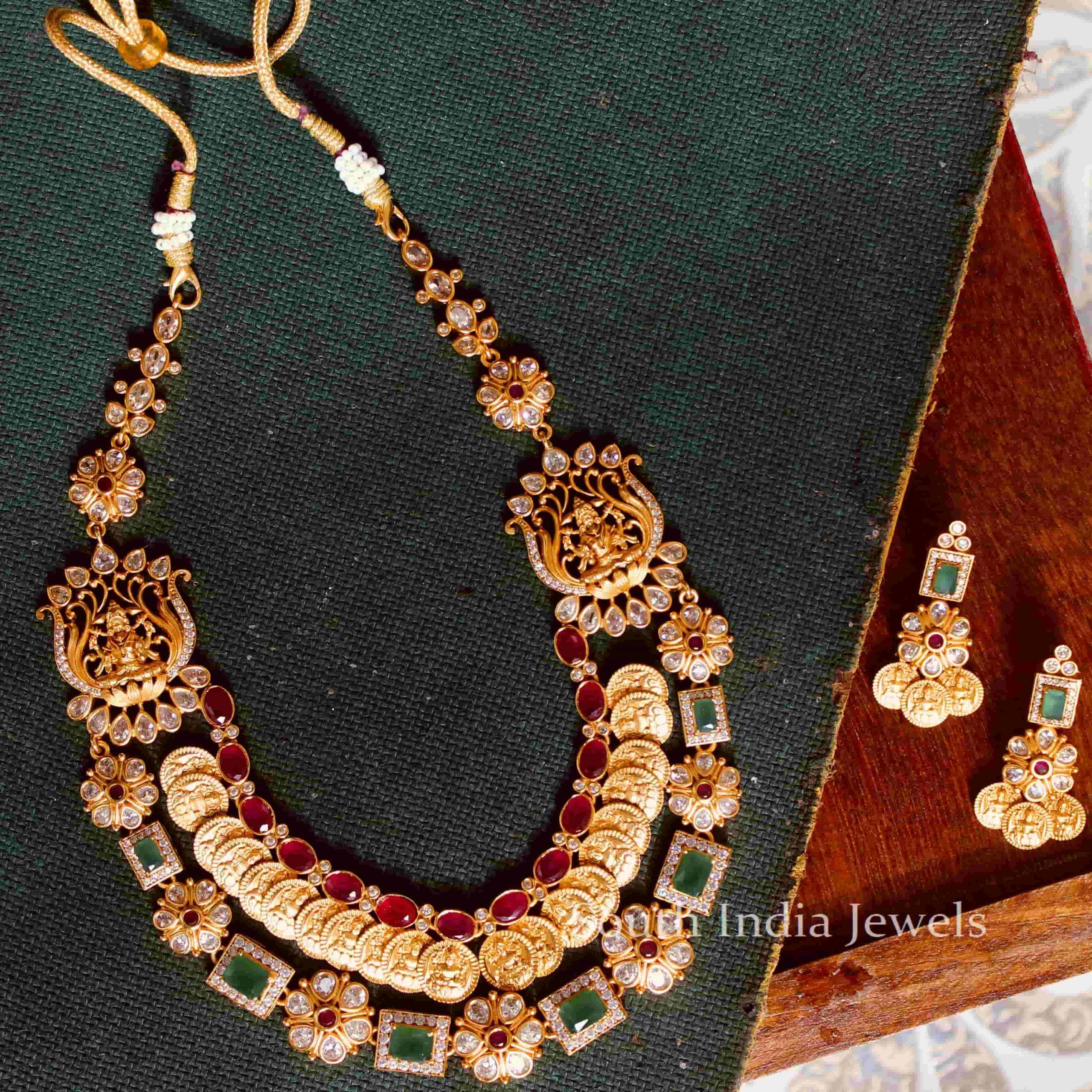 Trendy AD Stone Lakshmi Coin Necklace-01