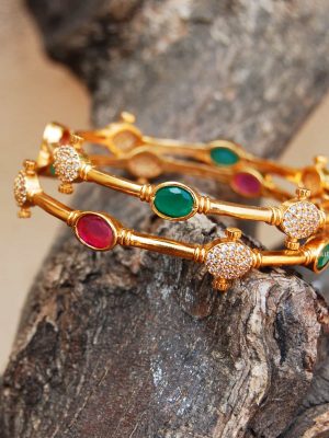 Amazing Ruby & Green AD Stone Bangles